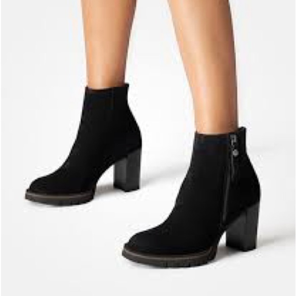 PAUL GREEN Sloane Lug Sole Bootie Suede PLATFORM Sz 7/US 9.5 Comfort Handmade‎